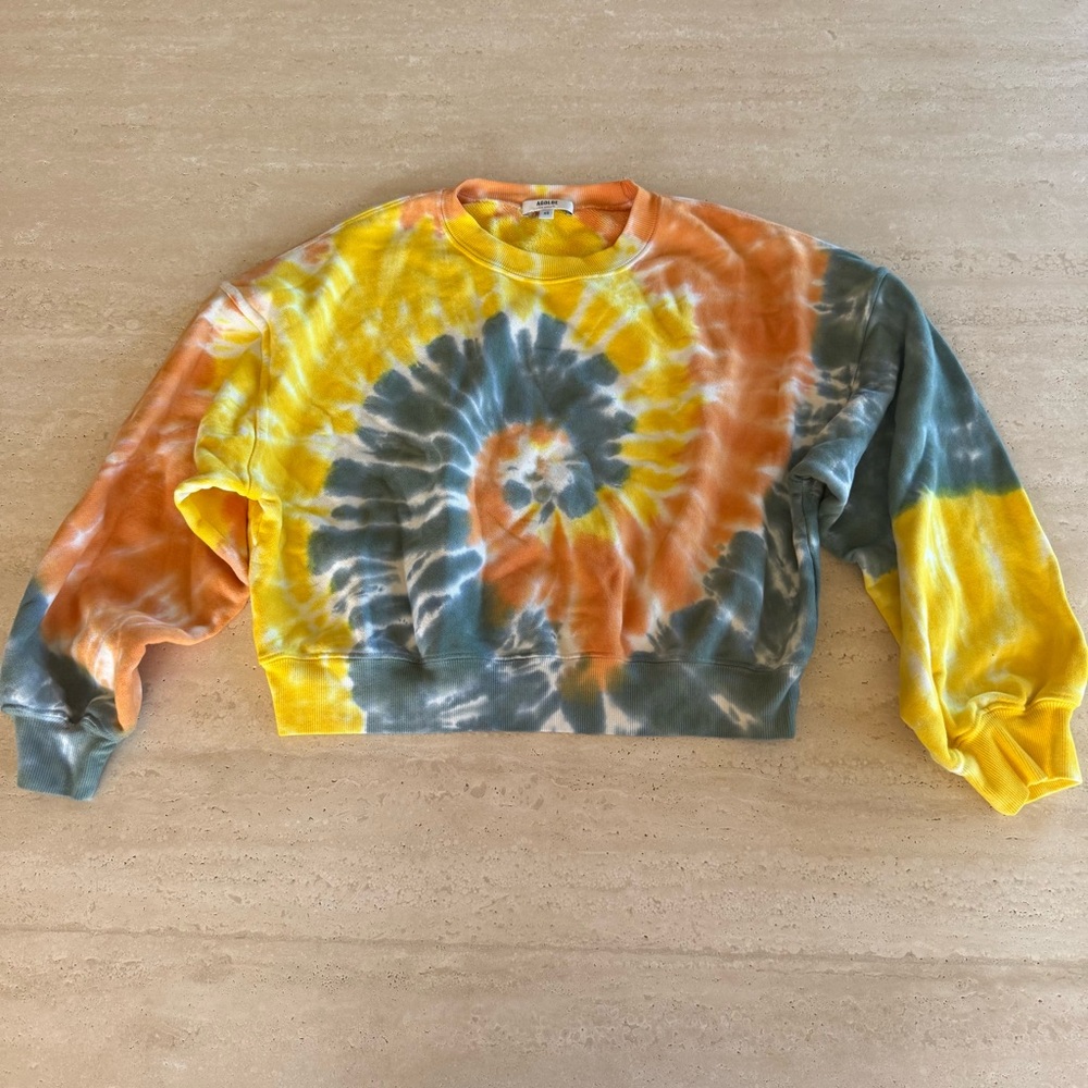 Agolde tie dye cropped crewneck sweatshirt size XS